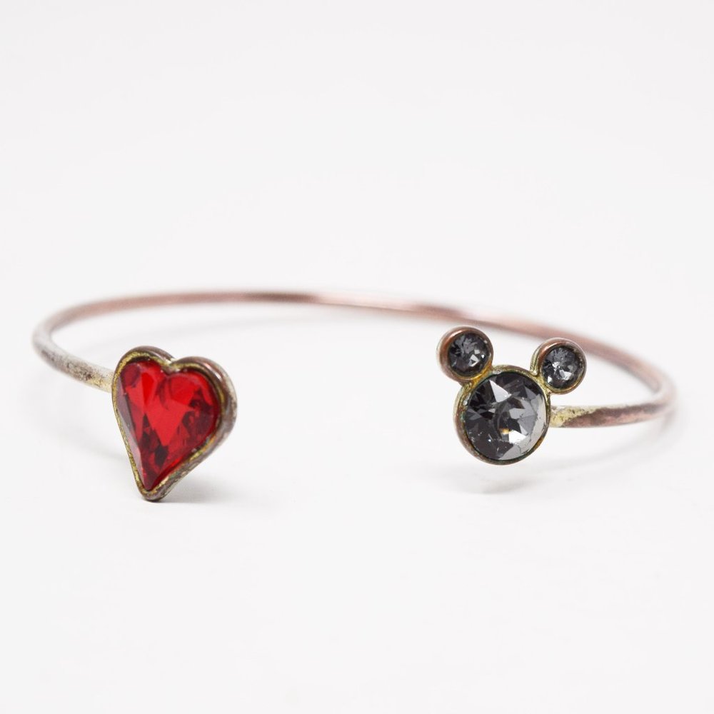 Disney Cuff Bracelet Mickey Mouse Icon and Heart Wrap Ears Swarovski Crystal